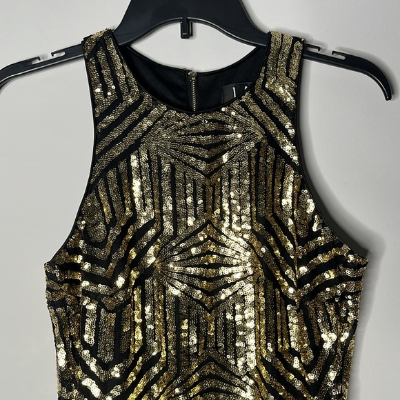 LULU’S Royal Flush Black and Gold Sequin Bodycon Dress Size M - Picture 5 of 9